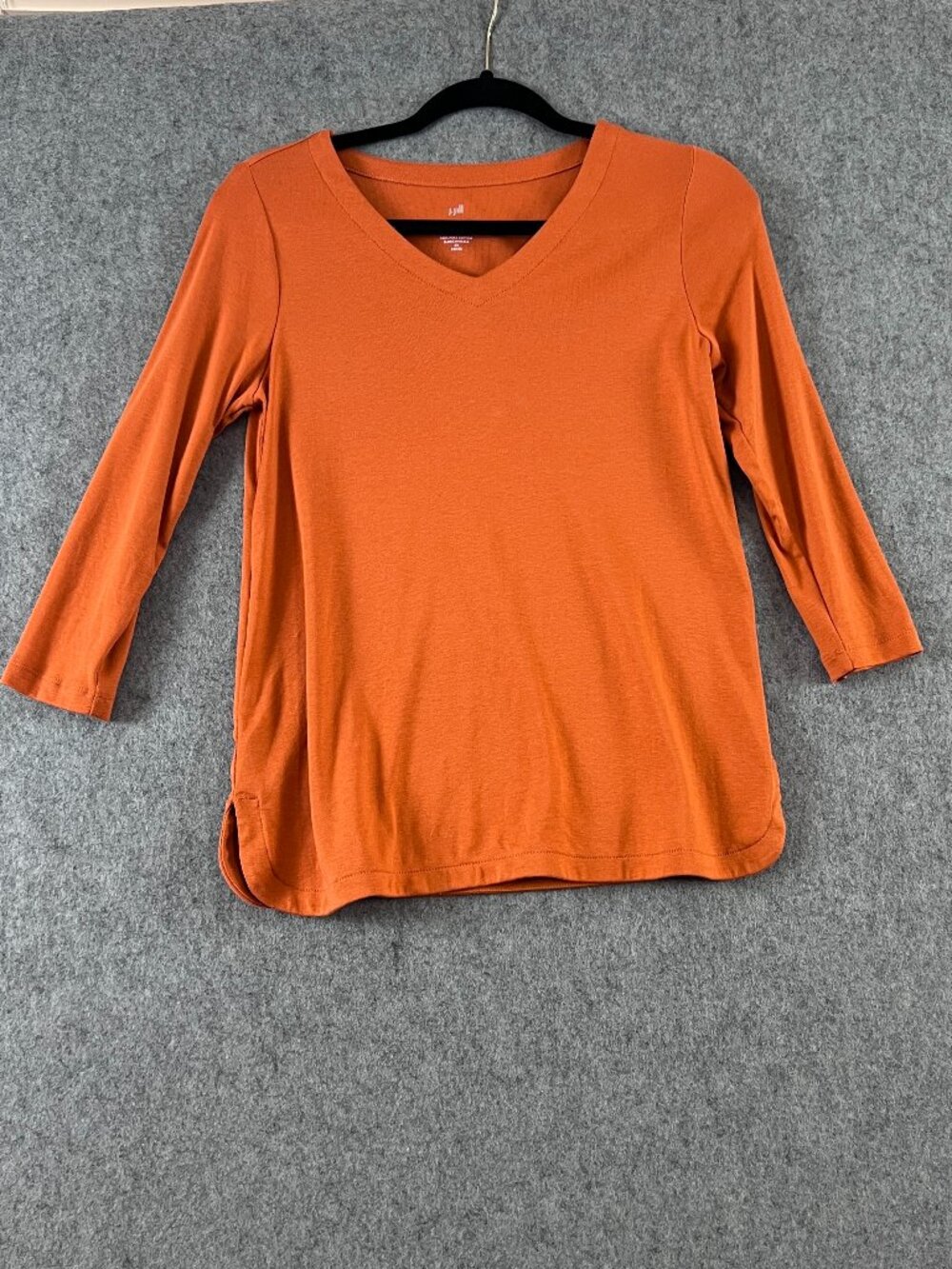J. Jill 3/4-Sleeve V-Neck Tee Petite XS Rust Orange 100% Pima Cotton Top